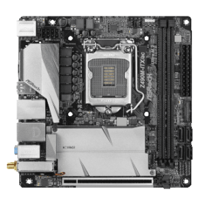This small ITX motherboard is black and white.