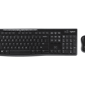 a professional looking mouse and keyboard. Sleek black designs.