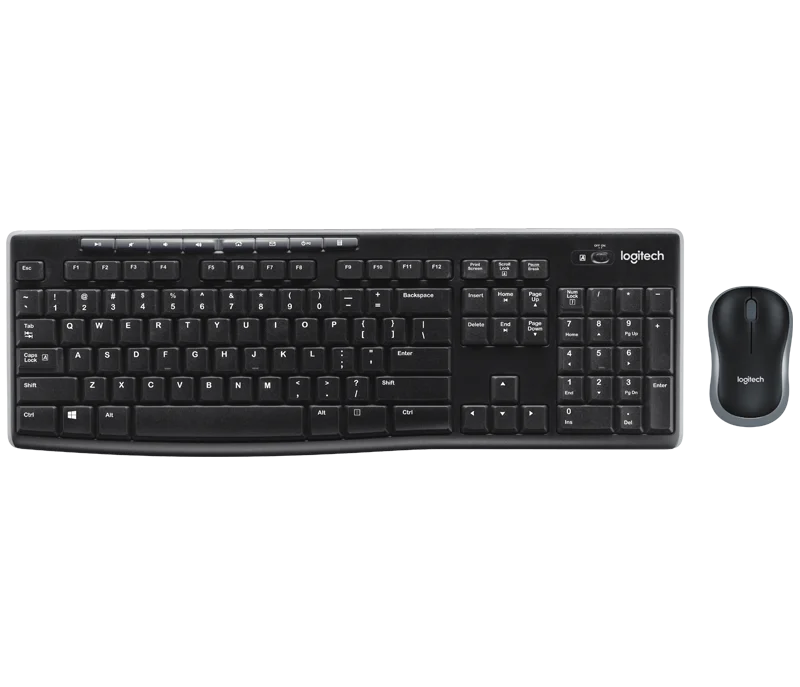 a professional looking mouse and keyboard. Sleek black designs.