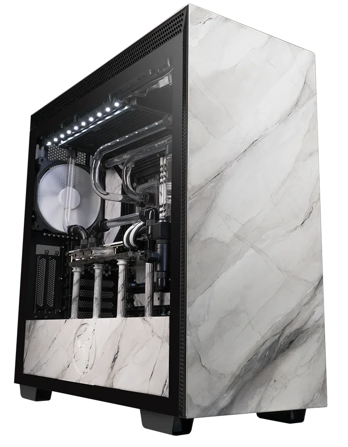 A unique white marble computer