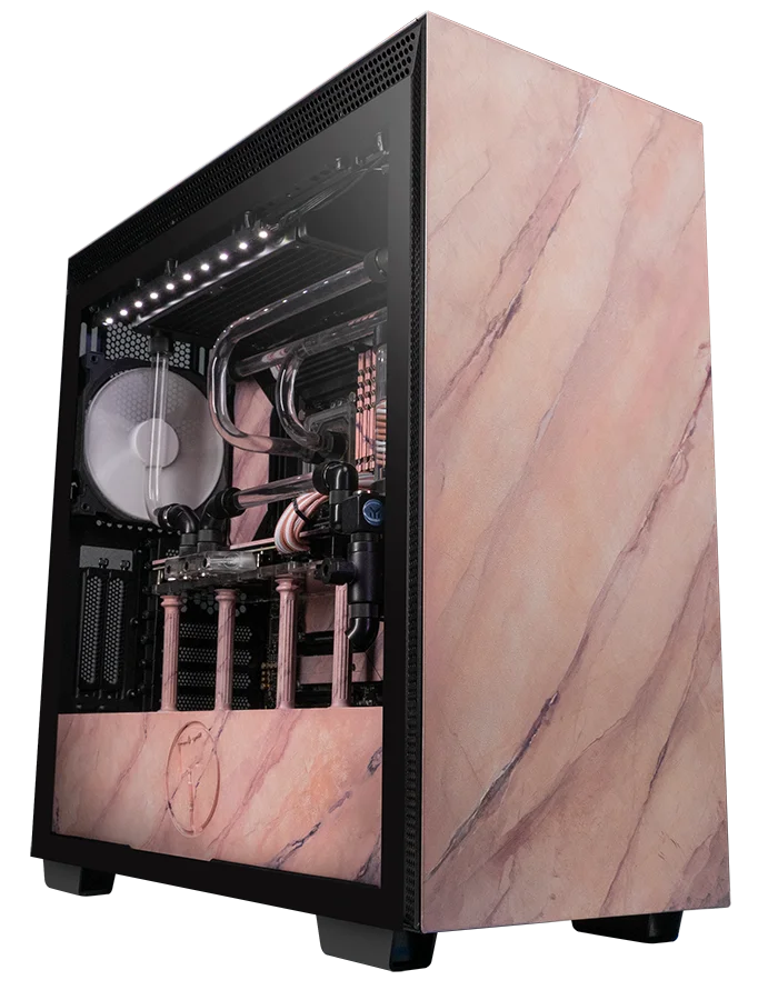 A unique pink marble computer