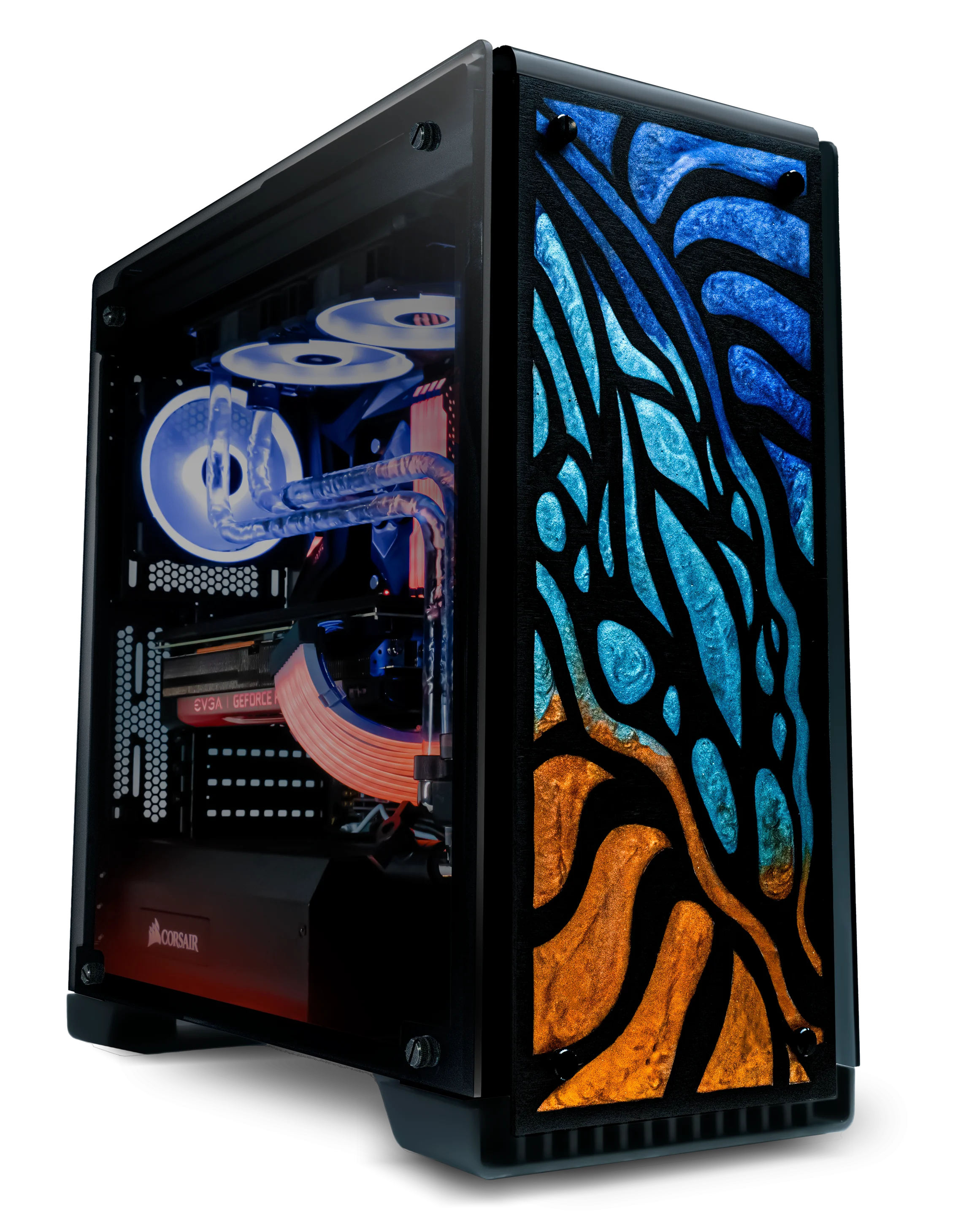 The blue and orange version of the unique butterfly themed PC